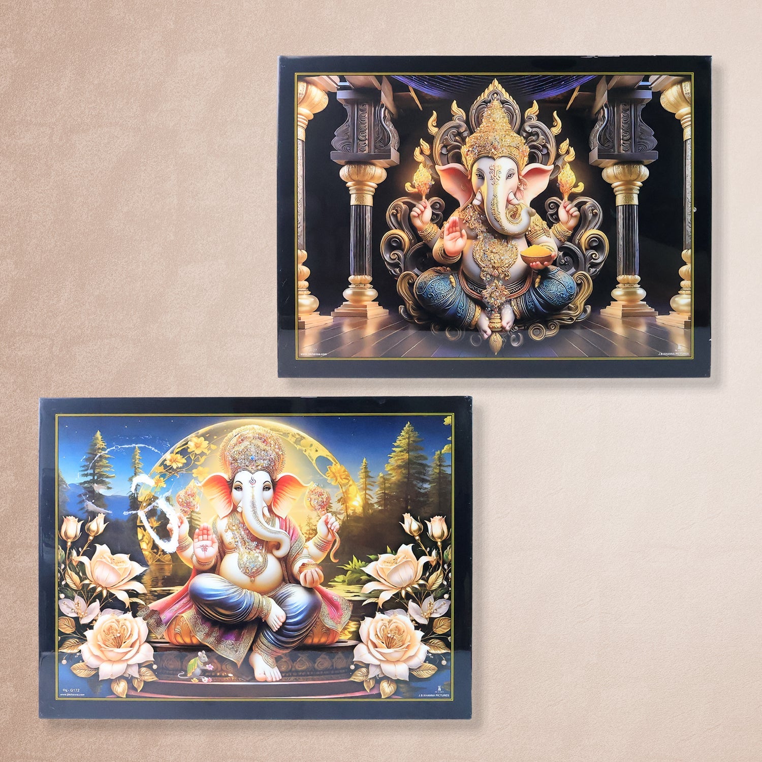 Divine Lord Ganesha Wall Painting with Wooden Frame Mix Design, 60x45 Cm Approx (1 Pc) Divine Lord Ganesha Wall Painting with Wooden Frame Mix Design, 60x45 Cm Approx (1 Pc)